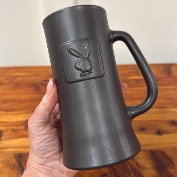 Vintage Playboy Bunny Matte Black Glass Beer Stein Mug - Picture 3 of 5